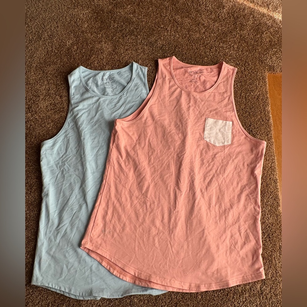 BYLT Basics Pink Tank Top with Contrast Pocket & Light Blue Tank
